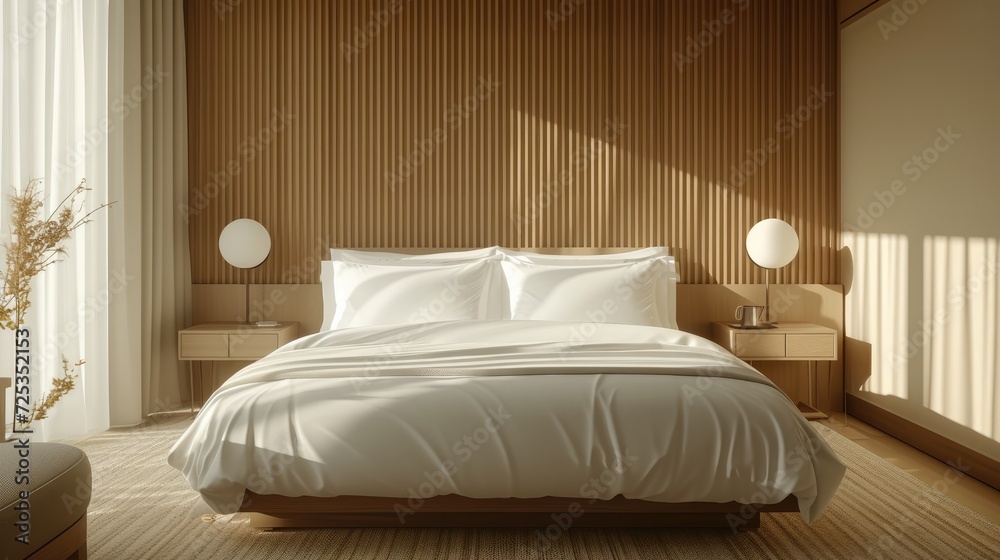 Minimalist hotel accommodation, comfortable simplistic, clean lines