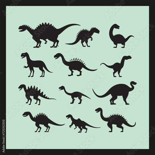 Fototapeta Naklejka Na Ścianę i Meble -  Dinosaur silhouette set