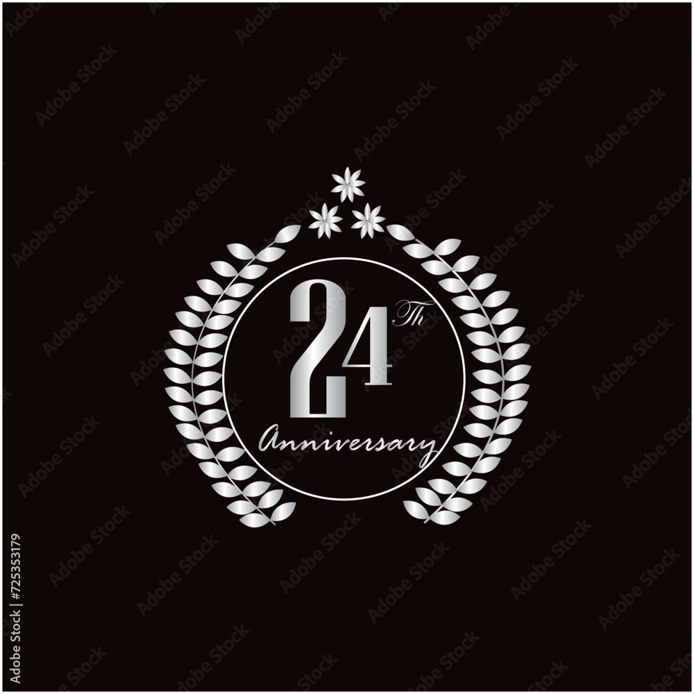 Fototapeta premium 24th years of anniversary wishes with silver gradient color