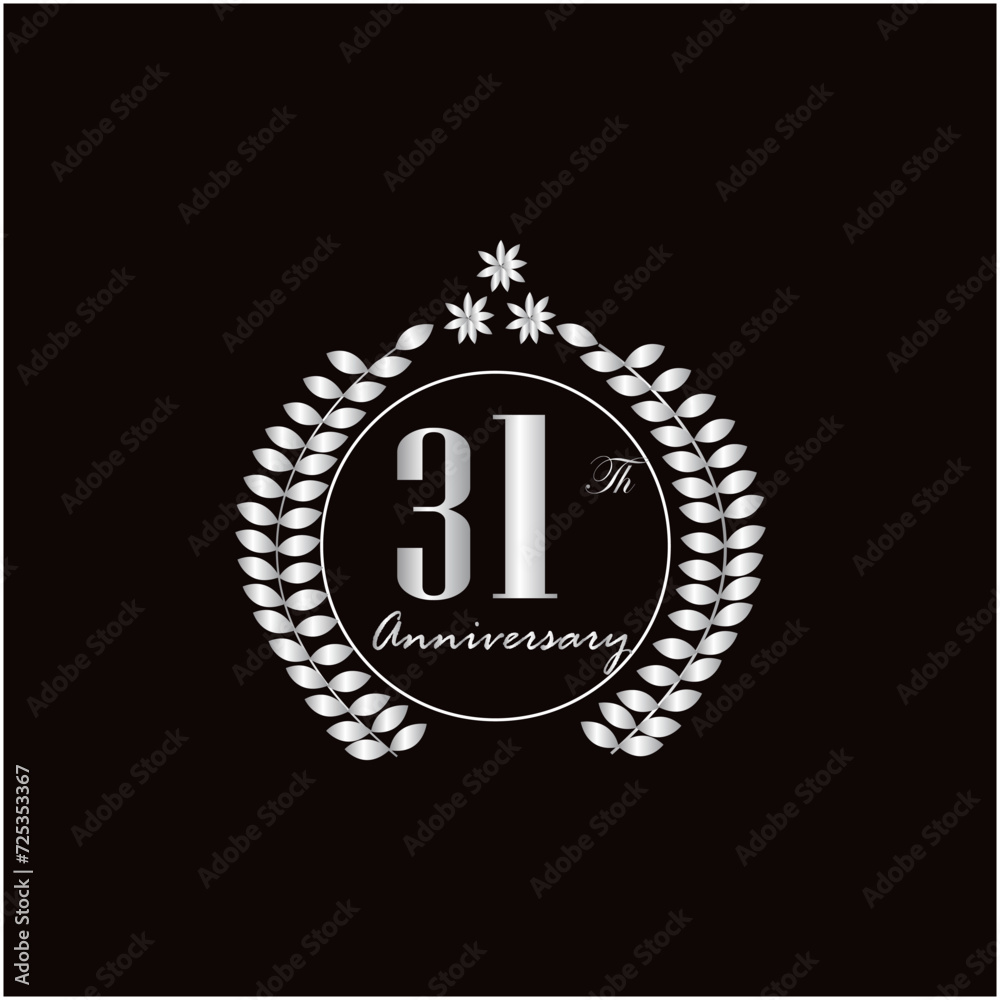 Naklejka premium 31 th years of anniversary wishes with silver gradient color