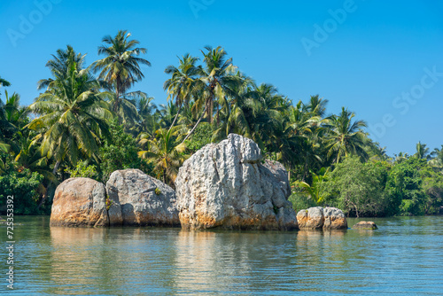 The beautiful shores of Lake Koggala in Sri Lanka. photo