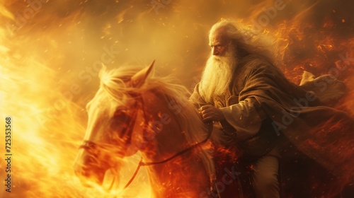 Elijah and the chariot of fire, Biblical characters, blurred background