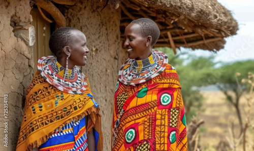 Group of maasai women singing in Ngorongoro crater,Tanzania photo
