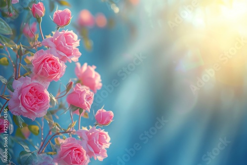 Fantasy mysterious spring floral banner with blooming