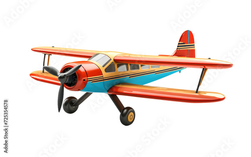 Toy Airplane Flying Through the Air on Transparent Background