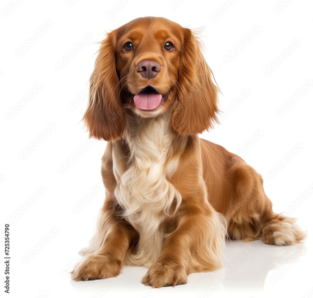 Regal English Cocker Spaniel Seated Elegantly - Purebred Canine Portrait - Generative AI