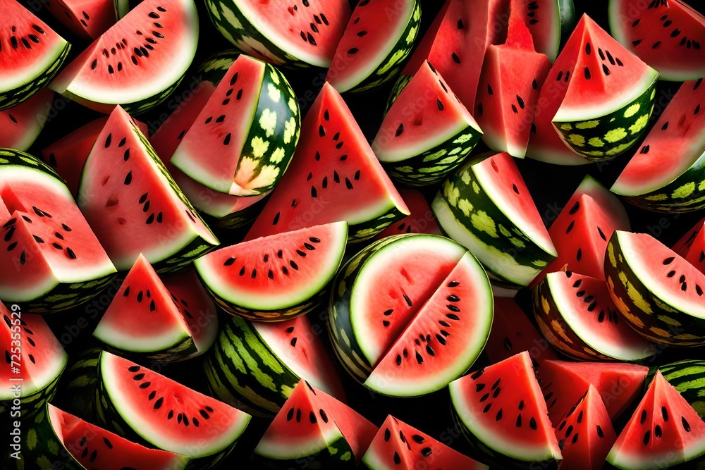 Whole and slice of ripe watermelon-