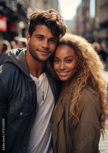 Happy young dark-skinned couple. Generative AI.