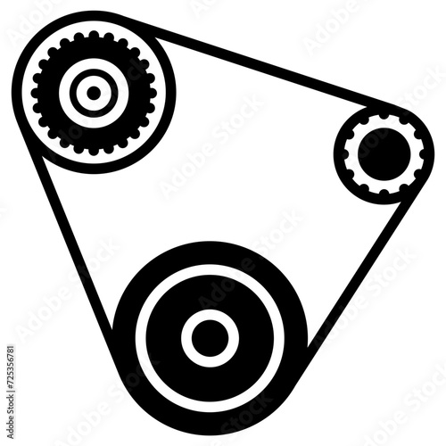 Timing Belt glyph and line vector illustration