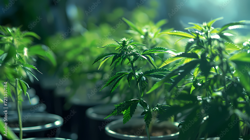 Obraz premium Cannabis plants in pots