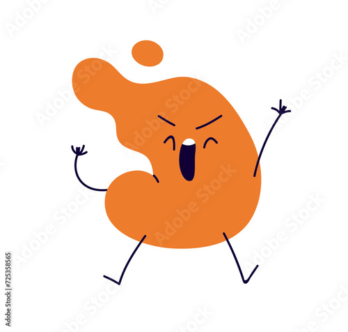 Happy funny blob character singing song, dancing, celebrating. Fun blot shape...