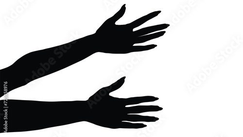 hand silhouette isolated on white, Vector collection of human hands of different gestures, hands gesturing black, Black hands silhouettes, vector illustration
