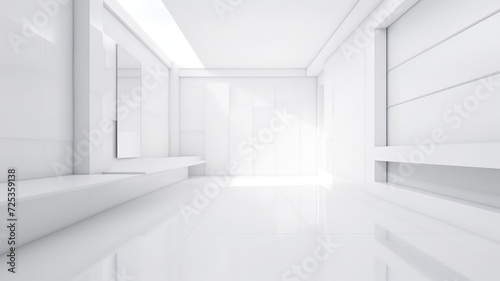 minimal white empty living room interior render