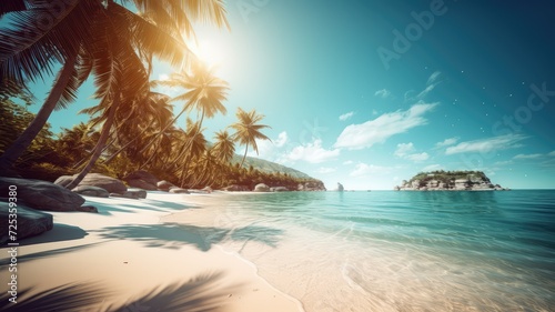 paradise white sand beach with coconut tree landscape