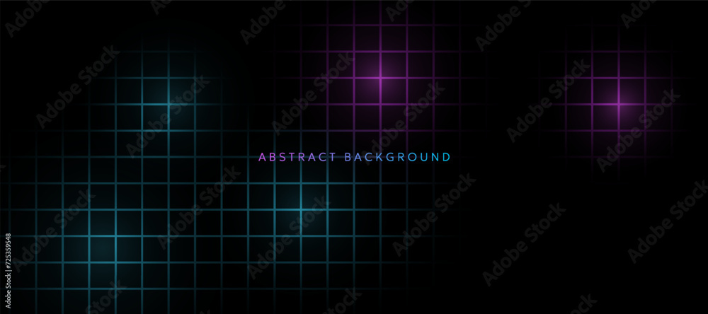 Futuristic pattern with neon blue and purple square on black Futuristic pattern with neon blue and purple square on black