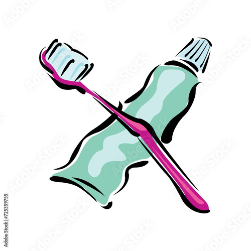 Hand drawn cartoon illustration of toothpaste tube. On white background in EPS10