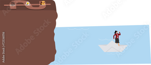 Getting away from it all, Castaway,Currency,Finance,Island, Businesswoman,