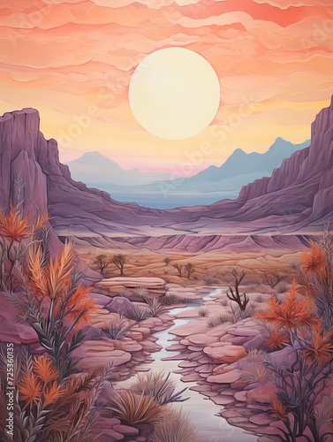 Bohemian Desert Twilight: Painting the Sunset Hues in a Serene Twilight Landscape
