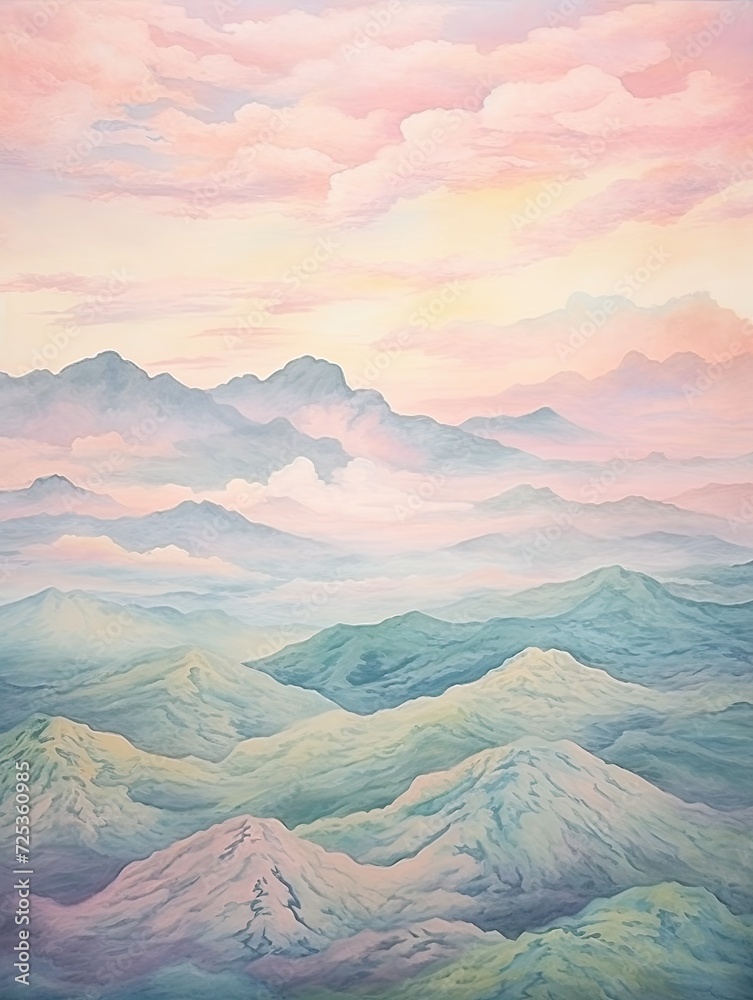 Pastel Cloudscapes: Highland Views - Elevated Clouds and Plateau Art Print