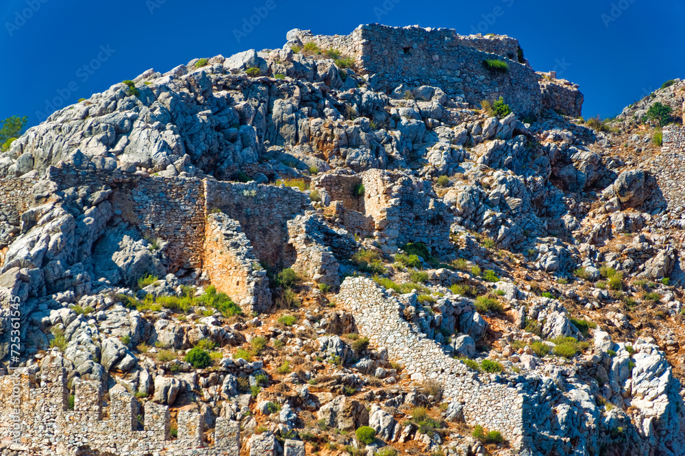 Remains of old fortress and other objects in Alanya, Turkey.