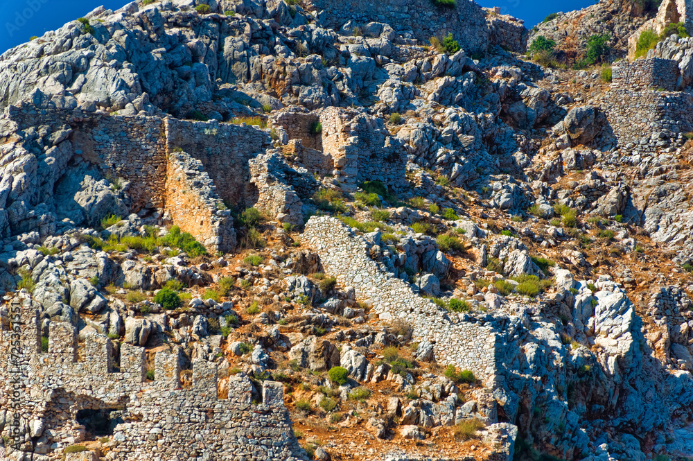 Remains of old fortress and other objects in Alanya, Turkey.