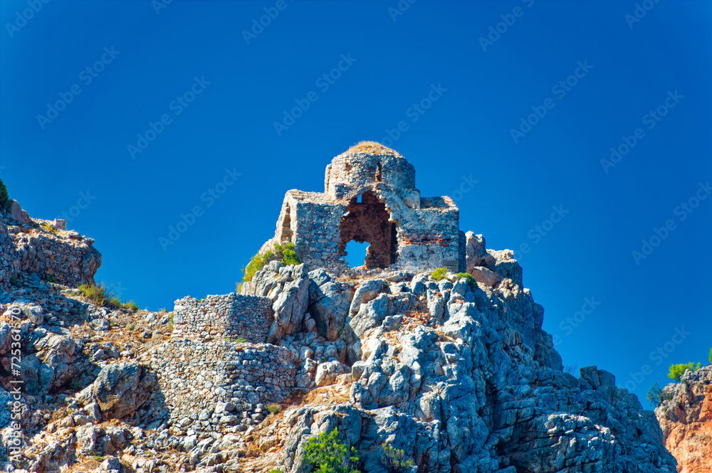 Remains of old fortress and other objects in Alanya, Turkey.