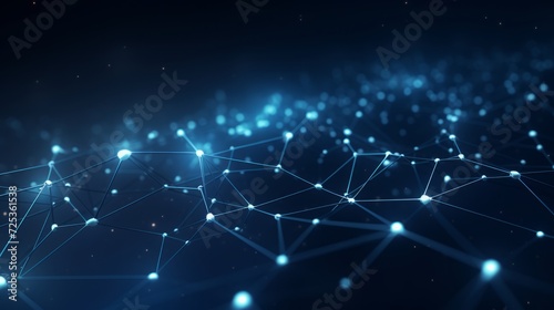Abstract futuristic space: 3d rendering of blue dark background with interconnected dots and lines