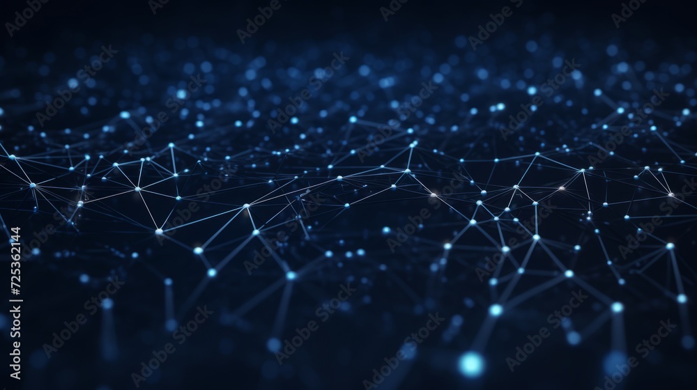 Abstract futuristic space: 3d rendering of blue dark background with interconnected dots and lines Abstract futuristic space: 3d rendering of blue dark background with interconnected dots and lines