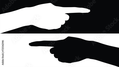 set of hand silhouettes isolated on white and black background, Vector collection of human hands of different gestures, hands gesturing black, Black hands silhouettes, vector illustration
