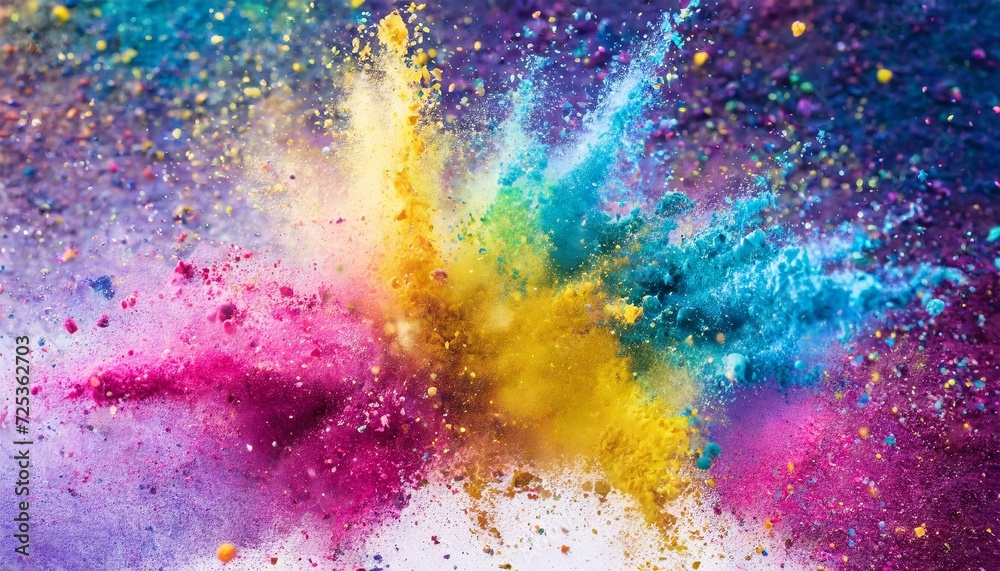abstract colorful background with splashes, Colored powder explosion. Rainbow colors dust background. Multicolored powder splash background