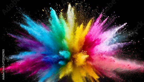 abstract colorful background with stars  Colored powder explosion. Rainbow colors dust background. Multicolored powder splash background