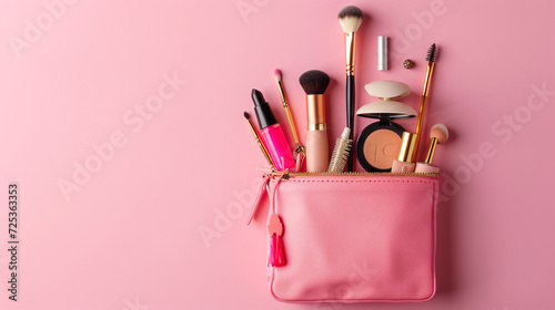 Cosmetic bag with different cosmetics