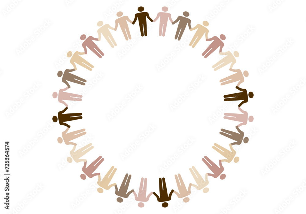 Personas de diferentes culturas unidas en circulo.