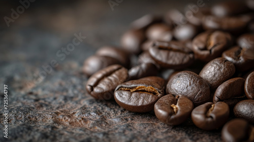 Roasted coffee beans.