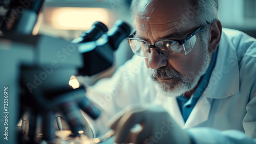 Adult men conduct laboratory tests.