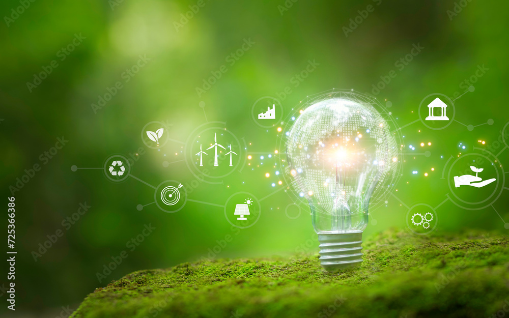 Renewable energy icon, light bulb style Renewable energy ideas for ...
