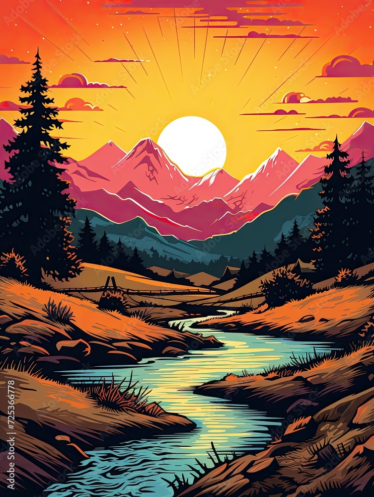 Retro Pop Culture Icons in a Valley Wonder: Classic Comics and Scenic Prints