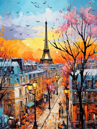 Romantic Paris Street Art  Contemporary Landscape Captures Modern Urban Art