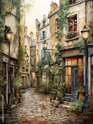 Romantic Paris Earth Tones  Historic Buildings and Ancient Streets Unveiling Tranquil Street Art