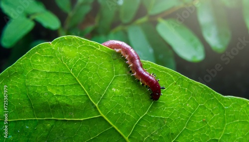 Caterpillar worm on the leaf, little animal