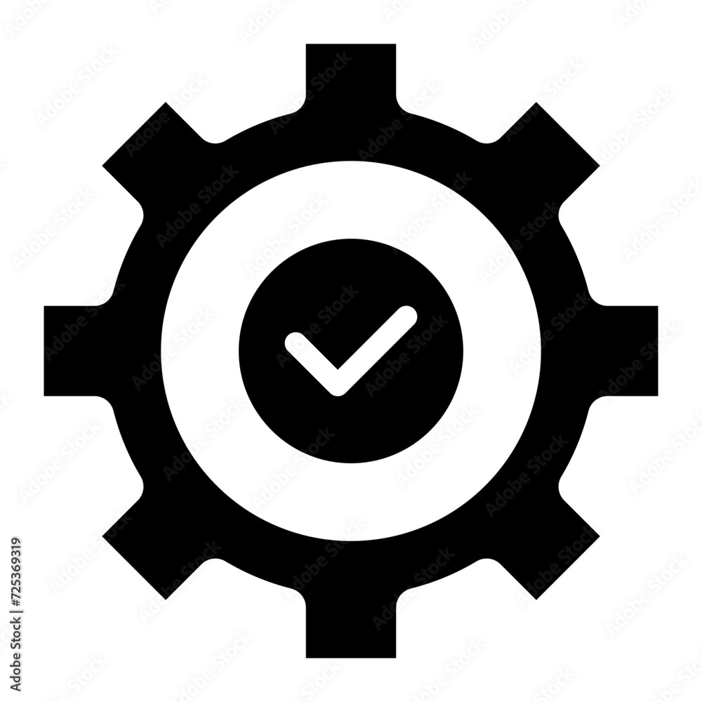 Gear with check mark vector icon Gear with check mark vector icon