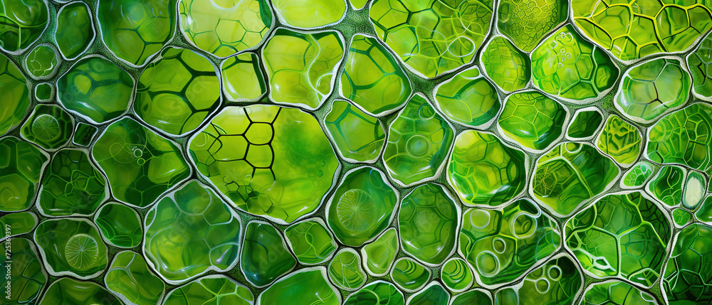 abstract wallpaper of a plant cells mural painting, detailed scientific ...