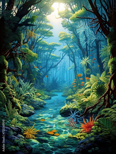 Tropical Coral Reef Paintings  Exploring Rainforest Landscapes and Aquatic Forests in Dense Coral Regions.