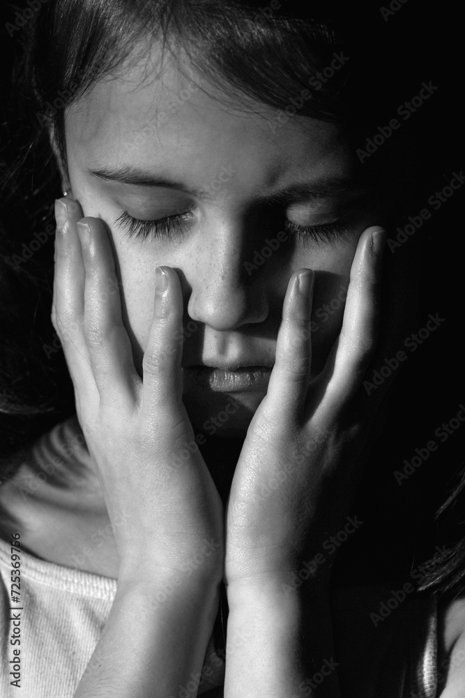 The pain of loneliness. Portrait of crying little sad offended child girl. The pain of loneliness. Portrait of crying little sad offended child girl.