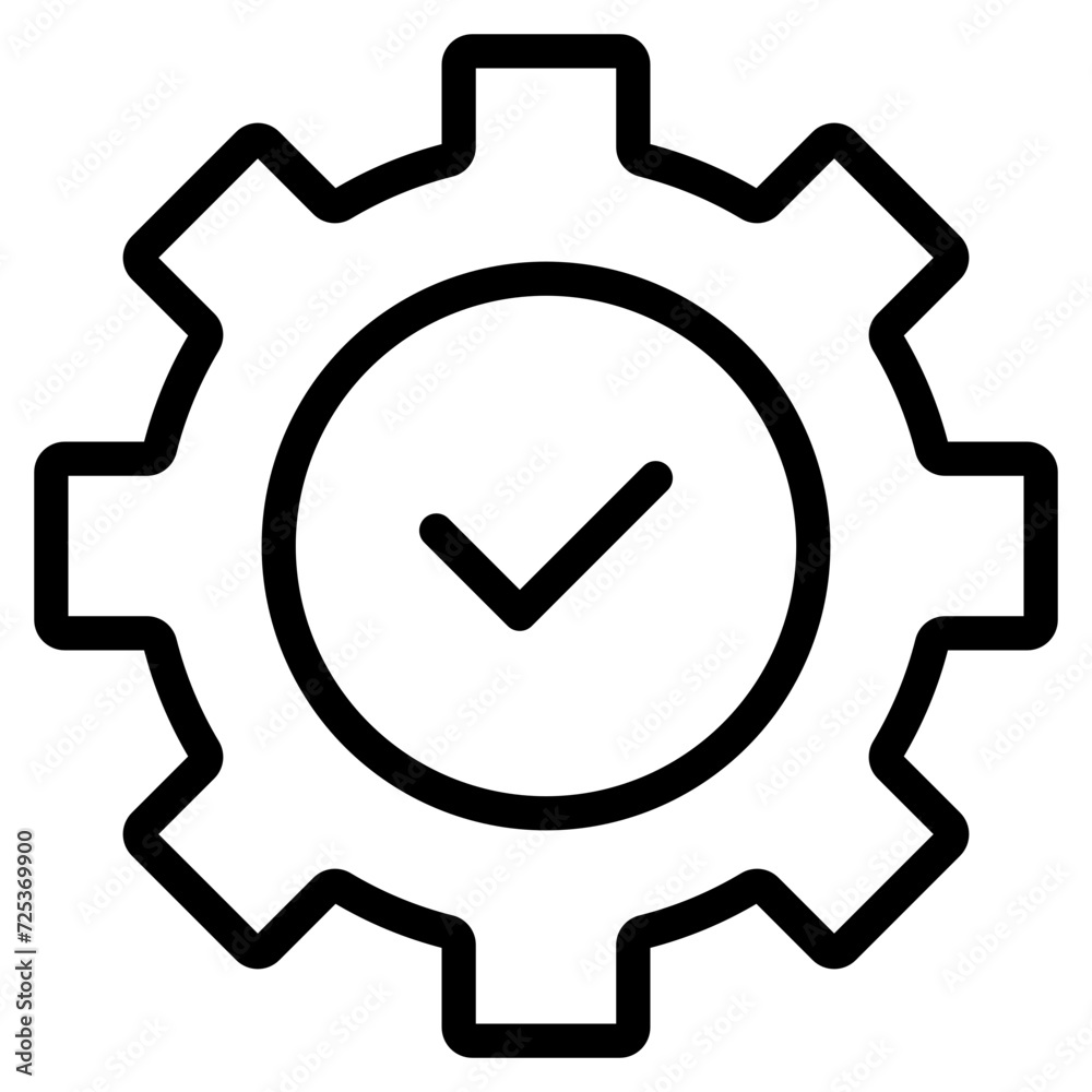 Gear with check mark vector icon Gear with check mark vector icon