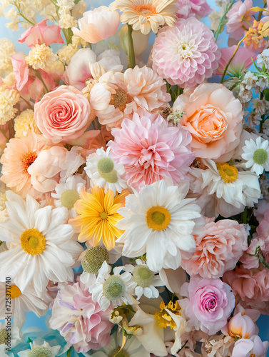Soft Pastel Floral Arrangement Close-up © pisan thailand