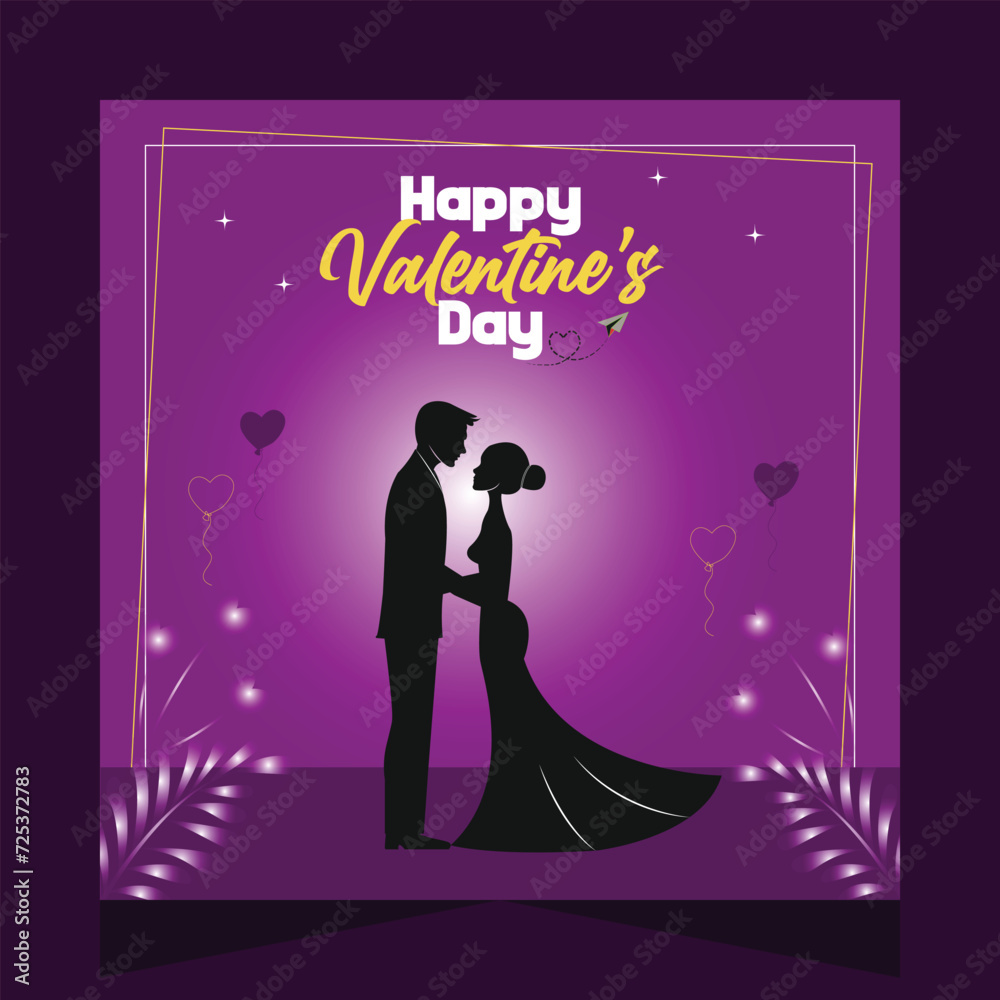 Modern Vector Happy Valentine's Day Couple Dance Social Media Post