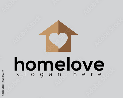 creative home love icon logo design template