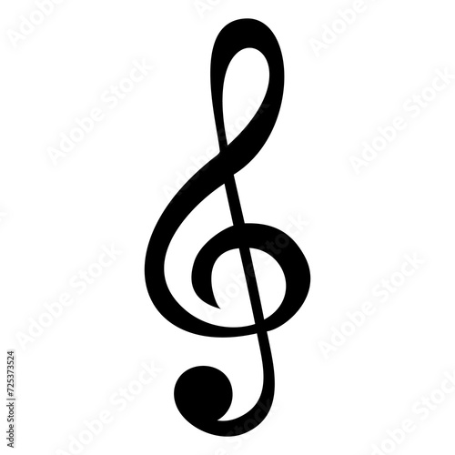 treble clef and notes. Music treble clef icon. Violin key icon, clef symbol, black isolated vector icon. Black violin clef isolated on white background.