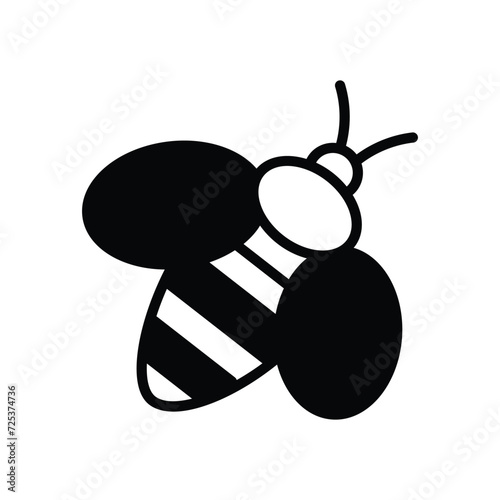 Bee icon with white background vector stock illustration